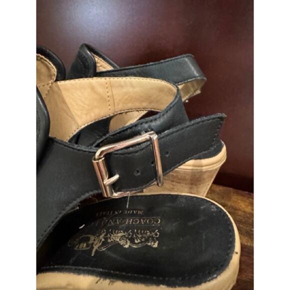Coach Black Sandal Suede Leather Peep Toe Block Heel Shoes- 6.5 - Picture 8 of 8